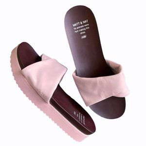 Matt&Nat Open Toe Slip on Pink Slides Sandals Size 85